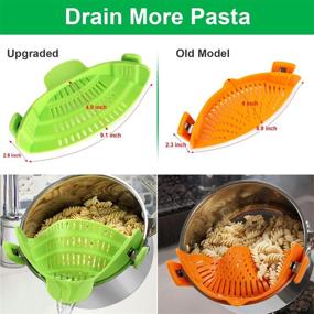 img 3 attached to 🍝 Convenient hands-free Clip-on Silicone Pot Strainer - Upgraded Kitchen Gadget for Efficient Pasta, Spaghetti, and Meat Grease Draining - Heat Resistant, Fits Pots, Pans, and Bowls - Green