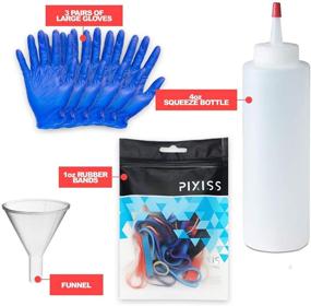 img 3 attached to 8oz All-Purpose Charcoal Grey Liquid Rit Dye, Pixiss Tie Dye Accessories Bundle: Rubber Bands, Gloves, Funnel, Squeeze Bottle