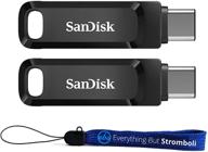 🔌 sandisk ultra dual drive go 64gb (sdddc3-064g-g46) - набор из 2 шт. с брелоком everything but stromboli - флеш-накопитель usb type-a и type-c логотип