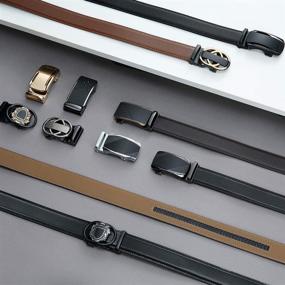 img 3 attached to Adjustable Men's Accessories - Ratchet Leather Belts with Automatic Buckle