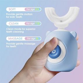 img 1 attached to Синяя электрическая зубная щетка в форме буквы "U" для малышей, 360 ультразвуковая автоматическая щетка для детей от 2 до 12 лет.