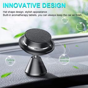 img 1 attached to Cafele Magnetic Phone Car Mount - 360° Rotation Dashboard Holder with Aromatherapy Tablets - Universal Magnet Cradle for iPhone, Samsung, Google Pixel, LG, Huawei - Black