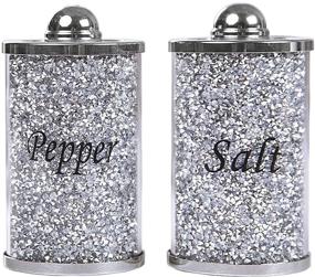 img 4 attached to SHYFOY Silver Stainless Steel Salt and Pepper Shakers with Crushed Diamond - Refillable, Bling Kitchen Accessories for Enjoying Fresh Ground Pepper, Himalayan or Sea Salts