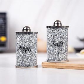 img 1 attached to SHYFOY Silver Stainless Steel Salt and Pepper Shakers with Crushed Diamond - Refillable, Bling Kitchen Accessories for Enjoying Fresh Ground Pepper, Himalayan or Sea Salts