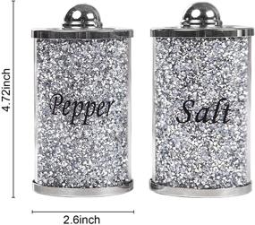 img 3 attached to SHYFOY Silver Stainless Steel Salt and Pepper Shakers with Crushed Diamond - Refillable, Bling Kitchen Accessories for Enjoying Fresh Ground Pepper, Himalayan or Sea Salts