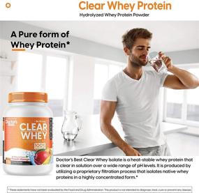 img 1 attached to 🥭 Doctor's Best Clear Whey Protein Powder | Peach Mango Flavor | 20g Protein & BCAAs | Non-Bloating & 100% Hydrolyzed Isolate | Supports Muscle, Bone, Heart & Immunity Health | 19.5oz