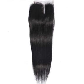img 4 attached to 🙆 Natural Black Brazilian Virgin Human Hair Closure - 18-inch Lace Closure 4x4 Straight Hair with Middle Part - AUTTO Human Hair Closure Straight 130% Density