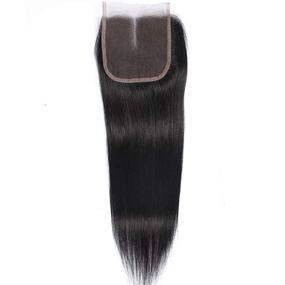 img 1 attached to 🙆 Natural Black Brazilian Virgin Human Hair Closure - 18-inch Lace Closure 4x4 Straight Hair with Middle Part - AUTTO Human Hair Closure Straight 130% Density
