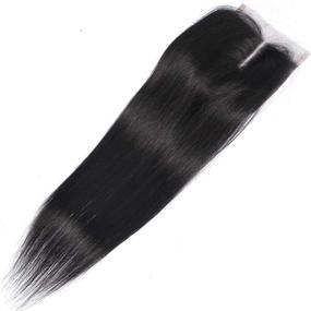img 3 attached to 🙆 Natural Black Brazilian Virgin Human Hair Closure - 18-inch Lace Closure 4x4 Straight Hair with Middle Part - AUTTO Human Hair Closure Straight 130% Density