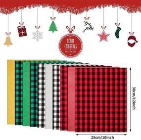 img 3 attached to 🎀 Buffalo Plaid Heat Transfer Vinyl - 10 Sheets of 12 x 10 Inch PU Glitter HTV in Red/Black, Green/Black, and White/Black. Adhesive Iron-On Patches for Clothes.