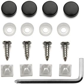 img 3 attached to 🔩 BPARTS Stainless Steel License Plate Frame Screws Set with Black Screw Caps