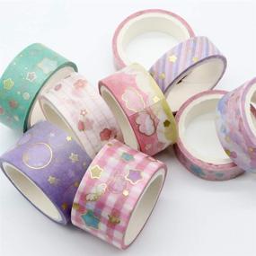 img 3 attached to 🎁 VEYLIN 10 Rolls Gold Foil Washi Tape - Pastel Decorative Masking Tape for Gift Wrappings