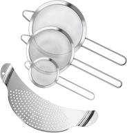 🔍 foonii stainless steel fine mesh strainers set - 3 piece wire strainers (3.15'', 5.55'', 7.08'') + 1 kitchen food strainer. perfect for baking, draining, rinsing, and sifting coffee, vegetables, and fruits. logo