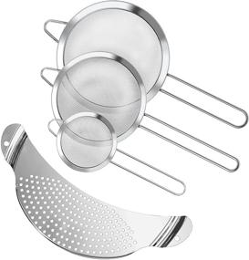 img 4 attached to 🔍 Foonii Stainless Steel Fine Mesh Strainers Set - 3 Piece Wire Strainers (3.15'', 5.55'', 7.08'') + 1 Kitchen Food Strainer. Perfect for Baking, Draining, Rinsing, and Sifting Coffee, Vegetables, and Fruits.