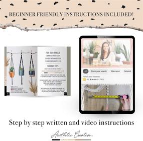 img 1 attached to 🌿 Macrame Kit-Black Edition: Create 3 Stylish Plant Hangers with Beginner-Friendly Instructions - Includes 109 Yards 3mm Cotton Macrame Cord, Wooden Beads & Custom Booklet