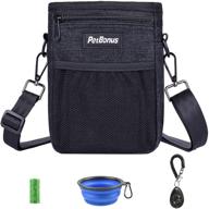 🐶 petbonus denim dog treat pouch with poop bag dispenser - training bag for dogs, conveniently holds toys, kibble, snacks - 3 wearable options for easy use logo