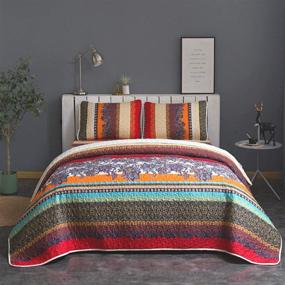 img 4 attached to Goodidea Bedspread Striped Patchwork Bohemian