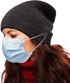 img 3 attached to 🧣 Stay Warm and Protected: Knit Beanie Cap with 4 Extra Buttons to Secure Face Mask