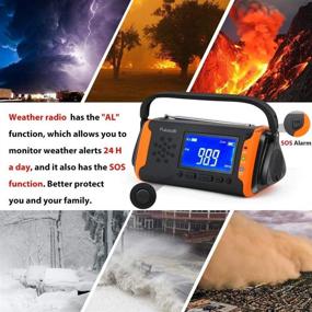 img 3 attached to 📻 Emergency Radio with NOAA Weather Alert, 4000mAh Hand Crank Portable Solar Survival Radios with Aux, Electronic Display, AM/FM, SOS Alarm, LED Flashlight, Phone Charging, Battery Backup (Orange)