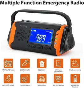 img 1 attached to 📻 Emergency Radio with NOAA Weather Alert, 4000mAh Hand Crank Portable Solar Survival Radios with Aux, Electronic Display, AM/FM, SOS Alarm, LED Flashlight, Phone Charging, Battery Backup (Orange)