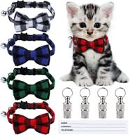 adxco 4-pack plaid cat collars: quick release & 🐱 safety cat collar set with bell, bow tie, and anti-lost tags logo