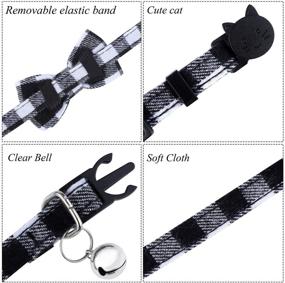 img 1 attached to ADXCO 4-Pack Plaid Cat Collars: Quick Release & 🐱 Safety Cat Collar Set with Bell, Bow Tie, and Anti-Lost Tags