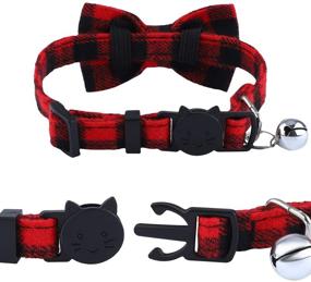 img 2 attached to ADXCO 4-Pack Plaid Cat Collars: Quick Release & 🐱 Safety Cat Collar Set with Bell, Bow Tie, and Anti-Lost Tags