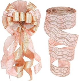 img 4 attached to Rose Gold Christmas Tree Topper & Decor Bundle - Large Bow Ornaments & Ribbon Set for Festive Holiday Decorations