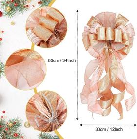 img 3 attached to Rose Gold Christmas Tree Topper & Decor Bundle - Large Bow Ornaments & Ribbon Set for Festive Holiday Decorations