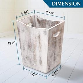 img 3 attached to 🗑️ Honest Wooden Trash Can: Rustic Farmhouse-Style Wastebasket Bin with Handle for Living Room, Bedroom, Bathroom, Kitchen, Office (White)
