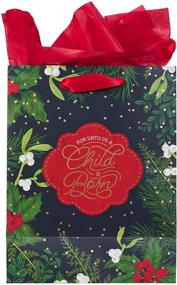 img 3 attached to 🎁 Christian Art Gifts Christmas Holly Gift Bag Set: Medium Bag for Unto Us A Child is Born, with Tissue Paper - Perfect for Christmas Holidays!