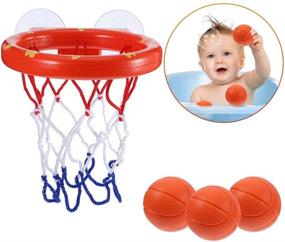img 4 attached to 🏀 Баскетбольное кольцо и шары Teaffiddyy для мальчиков и девочек - детская и младенческая игра в стрельбу в ванне с крепкими присосками - набор подарочных игрушек для ванны для детей.