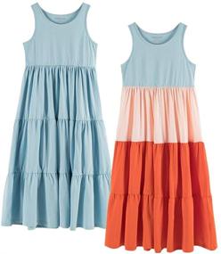 img 4 attached to 👗 UNACOO 2 Pack of Girls' Sleeveless Cotton Dresses - Stylish Clothing and Dresses