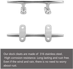 img 3 attached to 🚤 GANGUOLA 6 inch Boat Dock Cleat with Open Base - Marine Heavy Duty 316 Stainless Steel, 2 Pack - Includes 8 Pcs Screws