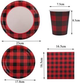 img 3 attached to 122-Piece Buffalo Plaid Party Supplies Set - Paper Plates, Cups, and Napkins for 24 Guests by Aneco