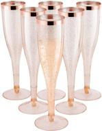 30-pack rose gold plastic champagne flutes – 6.5 oz sparkling gold glitter plastic 🥂 glasses – elegant disposable stemware for wedding, party, and cocktail – rose gold mimosa wine cups logo