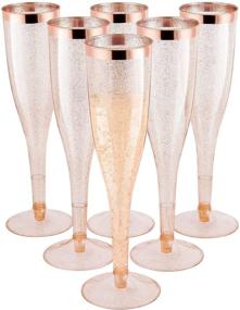 img 4 attached to 30-Pack Rose Gold Plastic Champagne Flutes – 6.5 Oz Sparkling Gold Glitter Plastic 🥂 Glasses – Elegant Disposable Stemware for Wedding, Party, and Cocktail – Rose Gold Mimosa Wine Cups