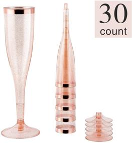 img 3 attached to 30-Pack Rose Gold Plastic Champagne Flutes – 6.5 Oz Sparkling Gold Glitter Plastic 🥂 Glasses – Elegant Disposable Stemware for Wedding, Party, and Cocktail – Rose Gold Mimosa Wine Cups