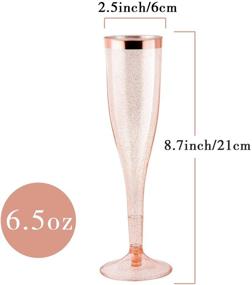 img 2 attached to 30-Pack Rose Gold Plastic Champagne Flutes – 6.5 Oz Sparkling Gold Glitter Plastic 🥂 Glasses – Elegant Disposable Stemware for Wedding, Party, and Cocktail – Rose Gold Mimosa Wine Cups