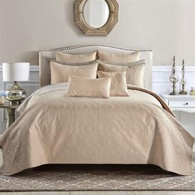 img 3 attached to 🛏️ Reversible Beige Quilt Set Bedspread Coverlet 3 Piece by AiJar Home - Full/Queen Size - Medallion Pattern - Ultra Lightweight Soft Microfiber Bedding Cover (Queen 90x96), Beige