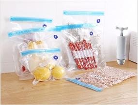 img 3 attached to Sous Vide Bags Set - 30 Reusable Vacuum Sealed Bags with Food Clips & 👜 Sealing Clips + 1 Manual Vacuum Pump, Includes 3 Sizes of Zipper Bags for Convenient Food Storage