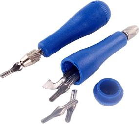 img 1 attached to 🔪 Art Craft Linoleum Block Cutters: 6 Type Blades with 2 Plastic Storage Handles, Perfect for Carving