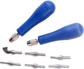 img 4 attached to 🔪 Art Craft Linoleum Block Cutters: 6 Type Blades with 2 Plastic Storage Handles, Perfect for Carving