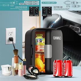 img 2 attached to 🧊 OMMO Mini Fridge: Portable 6L Cooler and Warmer for Skincare, Medications, Beverage - AC/DC Power, Ideal for Home and Travel; Black Compact Small Refrigerator