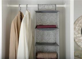 img 2 attached to 🧺 Laura Ashley Closet Organizer Hanging, Space Saver, Ideal for Sweaters, Linens, and Towels, Almeida Collection, Dimensions: L12 x W12 x H47, Color: Dove Grey