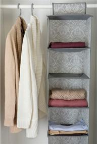 img 3 attached to 🧺 Laura Ashley Closet Organizer Hanging, Space Saver, Ideal for Sweaters, Linens, and Towels, Almeida Collection, Dimensions: L12 x W12 x H47, Color: Dove Grey