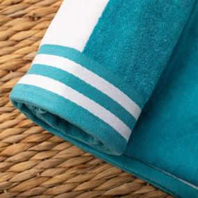 img 3 attached to 🏖️ Experience Unmatched Luxury: SUPERIOR 100% Cotton Oversized Beach Towel with 450 GSM, Turquoise Cabana Stripes (34" x 64")