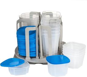 img 4 attached to 🍽️ Chef Buddy Storage Carousel Organizer - Rotating Stackable Food Bowl Rack System, BPA-Free, Clear Containers with Blue Lids