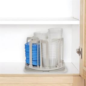 img 2 attached to 🍽️ Chef Buddy Storage Carousel Organizer - Rotating Stackable Food Bowl Rack System, BPA-Free, Clear Containers with Blue Lids