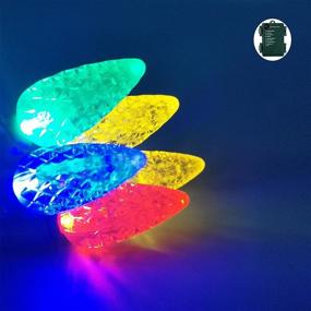 img 4 attached to Tenfeelit C6 Christmas String Lights - 16.4 Ft, 50 LEDs Strawberry Battery Operated - Outdoor Indoor Multicolor Lights - 8 Modes, On/Off Timer - Perfect for Xmas Tree, Wedding Party, Wreath Decoration